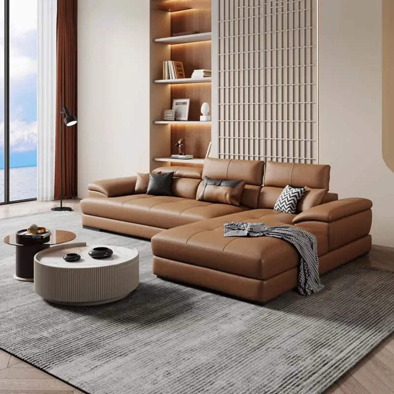 Europäisches Luxus Ecksofa aus Echtleder – Modulares L-Form Designer-Sofa for das Wohnzimmer, moderne et élégant