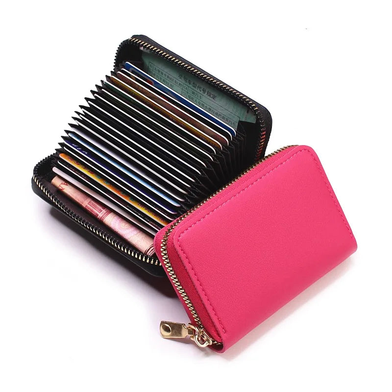 Business Kartenetui aus PU-Leder mit Reißverschluss – Unisex Kartenhalter für Bank-, ID- &amp; Kreditkarten mit Münzfach (jusqu'à 20 cartes) 