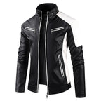 Chaqueta de motociclista de cuero PU para hombre con Stehkragen – Diseño Farbblock, chaqueta de motociclista ligera en estilo casual para mujeres y hierbas
