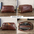 CONTACT’S Herren Echtleder Kulturbeutel mit Zahlenschloss – Großer Reise- & Waschbeutel aus Rindsleder, Business Toiletry Organizer