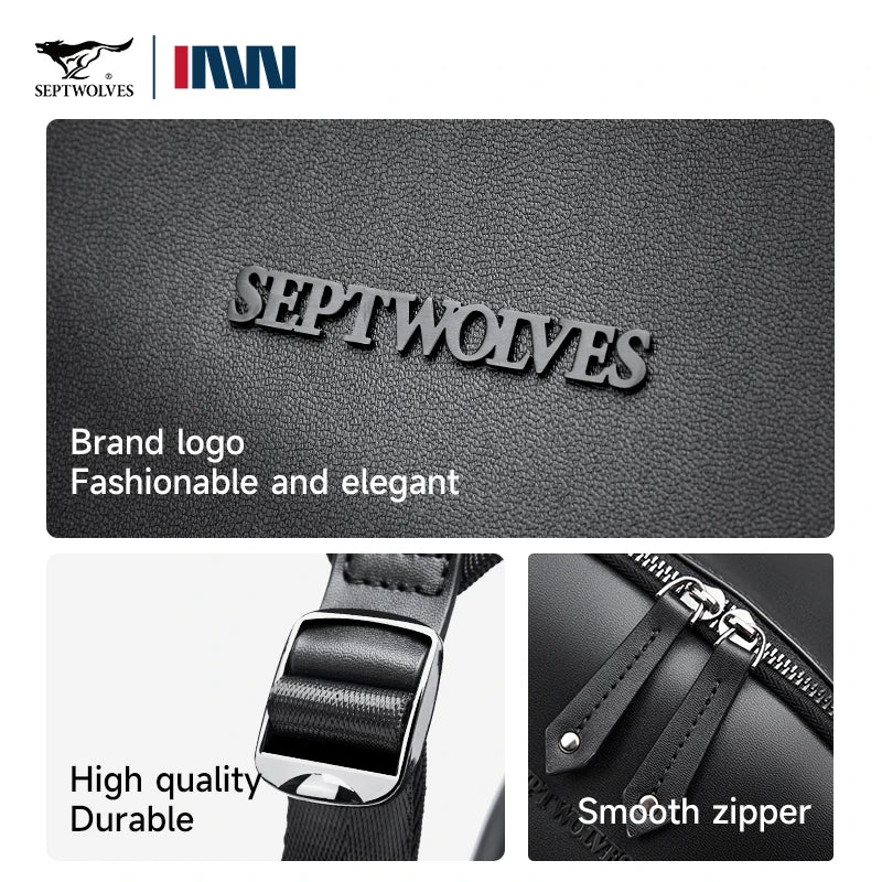 SEPTWOLVES Business PU Leder Rucksack – Wasserdichter Laptop Rucksack für Damen & Herren, Alltag, Schule & Reisen