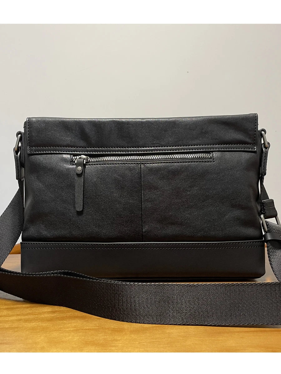 pndme Herren Leder-Messenger Bag – Echtes Cowhide Leder Satchel für Arbeit, Alltag & Business