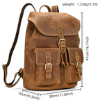LUUFAN Vintage Leder Rucksack Herren – Crazy Horse Bucket Backpack aus echtem Rindsleder mit großem Stauraum 
