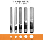 WUTA Runde Lederloch Stanzen Sets – 5–15 tlg. Hohlstanzer aus Carbonstahl für Uhrenarmbänder, Gürtel & DIY-Arbeiten
