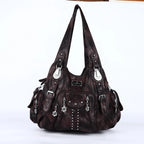 Angelkiss Damen Schultertasche aus PU-Leder – Große Hobo Handtasche mit Reißverschluss, Crossbody & Satchel für Alltag & Party