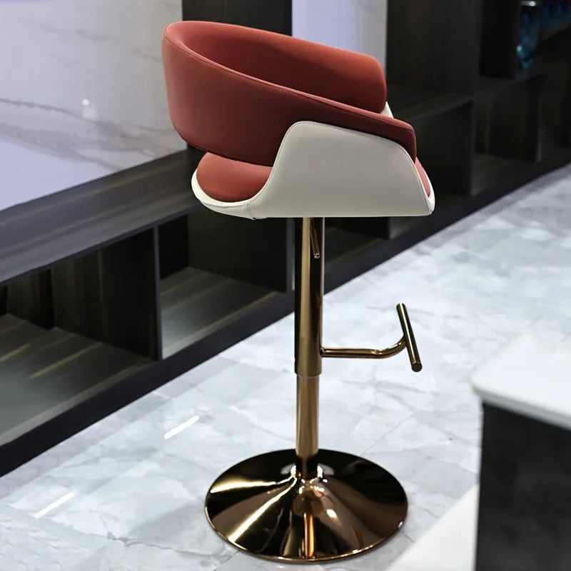 DUTRIEUX Nordic Leder Barstuhl – Höhenverstellbarer 360° Dreh-Barhocker aus Echtleder mit Armlehnen, modernes Design für Küche & Wohnzimmer