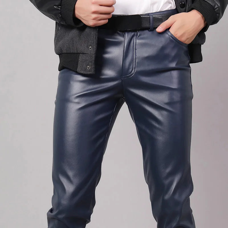 Herren Kunstlederhose im Rock & Biker Style – Slim Fit Skinny PU Lederhose für Party, Club & Motorrad-Look