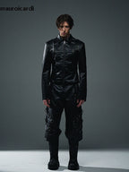 Herren PU Lederhose Motorrad-Stil – Lange schwarze Designer Kunstlederhose, maskuline Casual Lederhose für Frühling & Herbst 2024