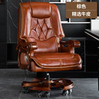 Business Burostuhl aus Leder mit Massagefunktion – Verstellbarer Executive Drehstuhl mit Liegefunktion &amp; Armlehnen for Büro &amp; Homeoffice