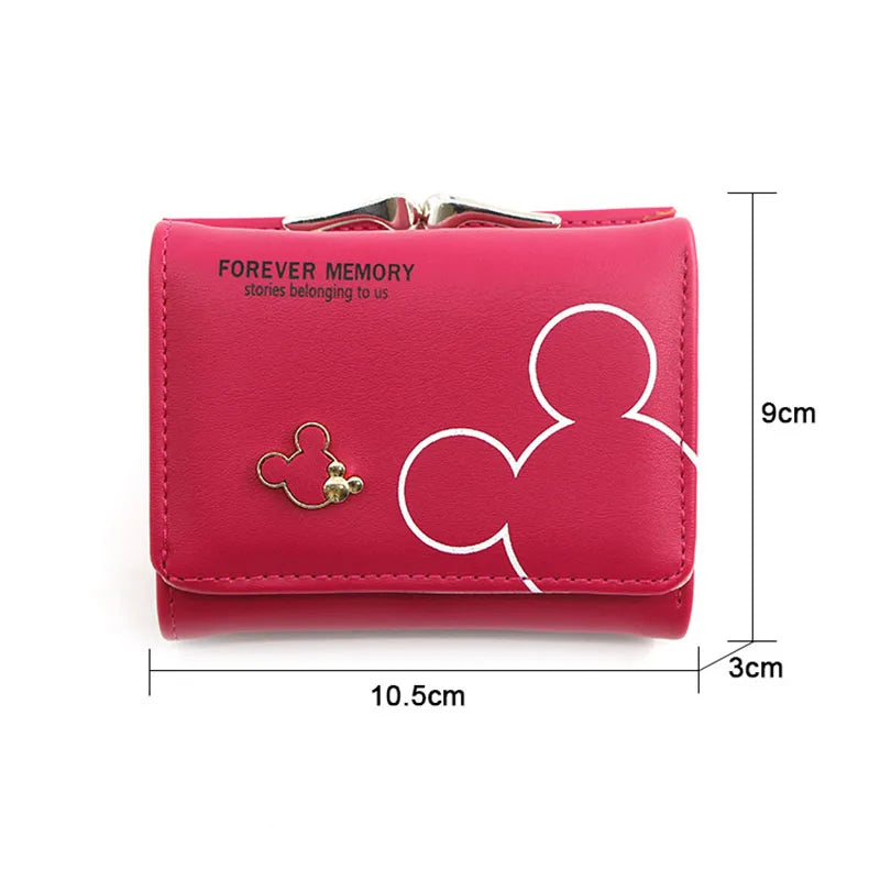 Disney Mickey Mouse Damen Geldbörse - Pequeña cartera de piel sintética para mujeres y niñas con diseño de dibujos animados 