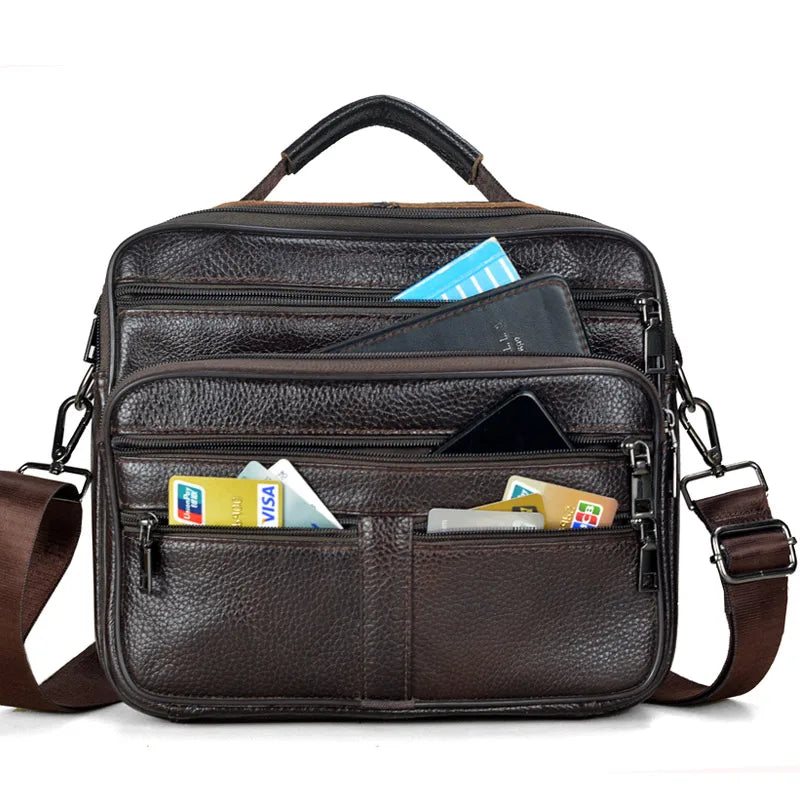 LACHIOUR Bolso bandolera de cuero para hombre – Mittelgroße Schultertasche &amp; Casual Tote aus echtem Leder