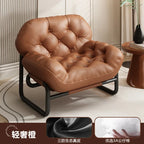 Moderner Leder-Relaxsessel mit Armlehnen & Fußhocker – Minimalistischer Single Sofa Chair in Weiß für Wohnzimmer, Balkon & Meditation