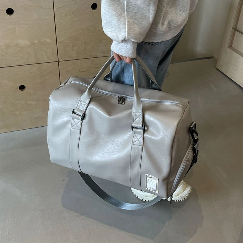 Modische Damen Reise- & Sporttasche aus PU-Leder – Große Tote & Duffle Bag mit Schuhfach, Fitness- und Weekender Tasche