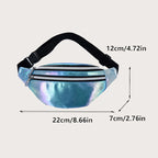 Yogodlns Damen Laser Bauchtasche – Holografische PU-Leder Fanny Pack, Geometrische Chest Bag & Travel Hip Bag