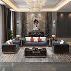 Luxuriöses Chesterfield Ledersofa 3-2-1 Set - Sofá clásico con botones para muebles elegantes