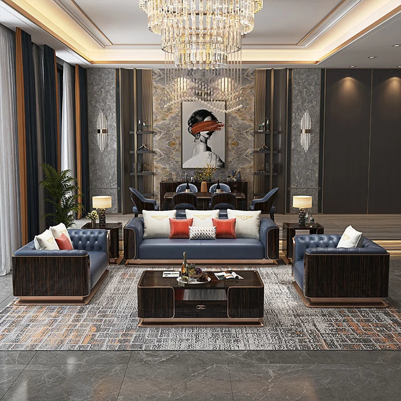 Luxuriöses Chesterfield Ledersofa 3-2-1 Set – Klassisches Sofa mit Knopfheftung für elegantes Wohnzimmer