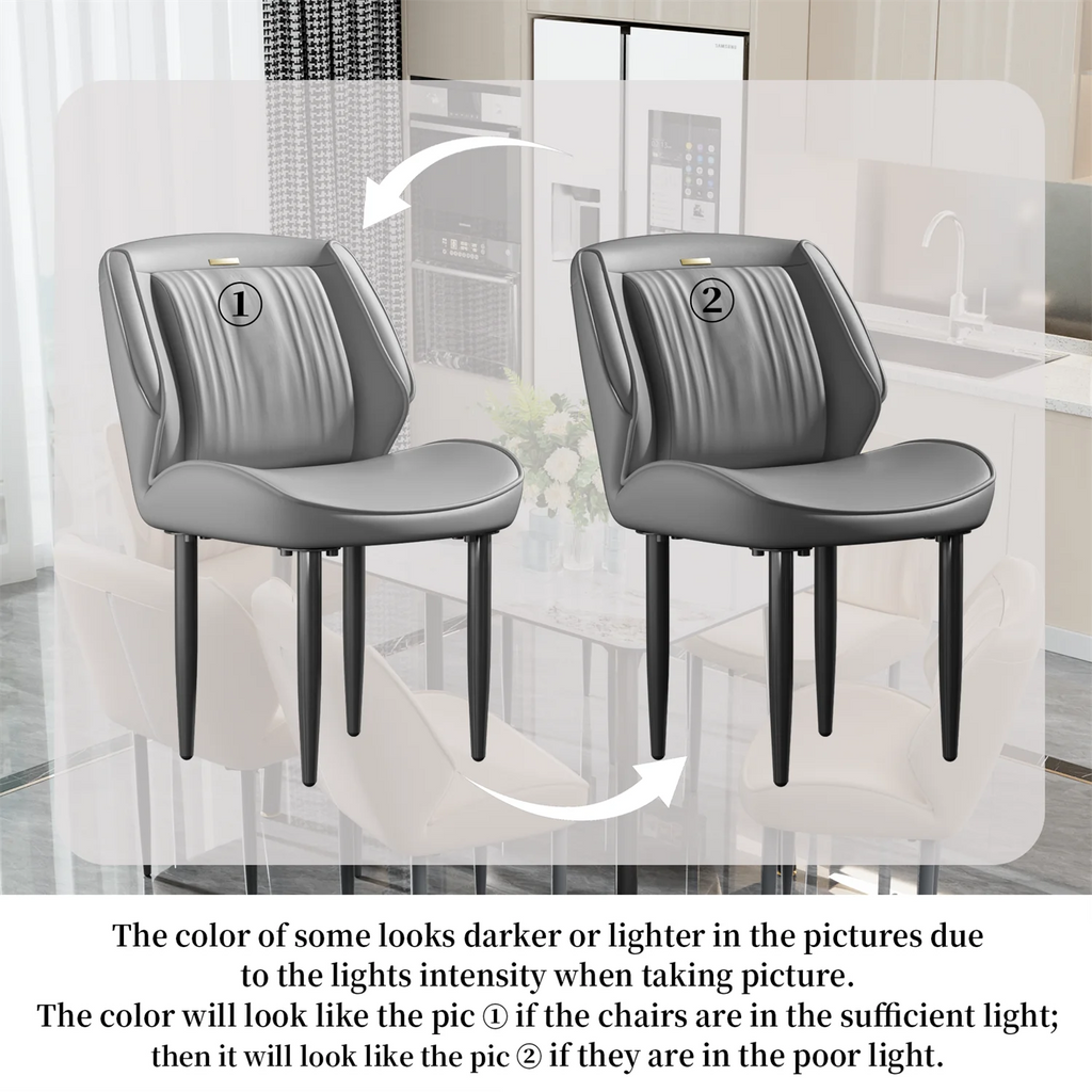 2er Set Hochwertige Esszimmerstühle aus Kunstleder – Moderne, Armlehnenlose Designer-Stühle für Küche, Wohnzimmer & Restaurant