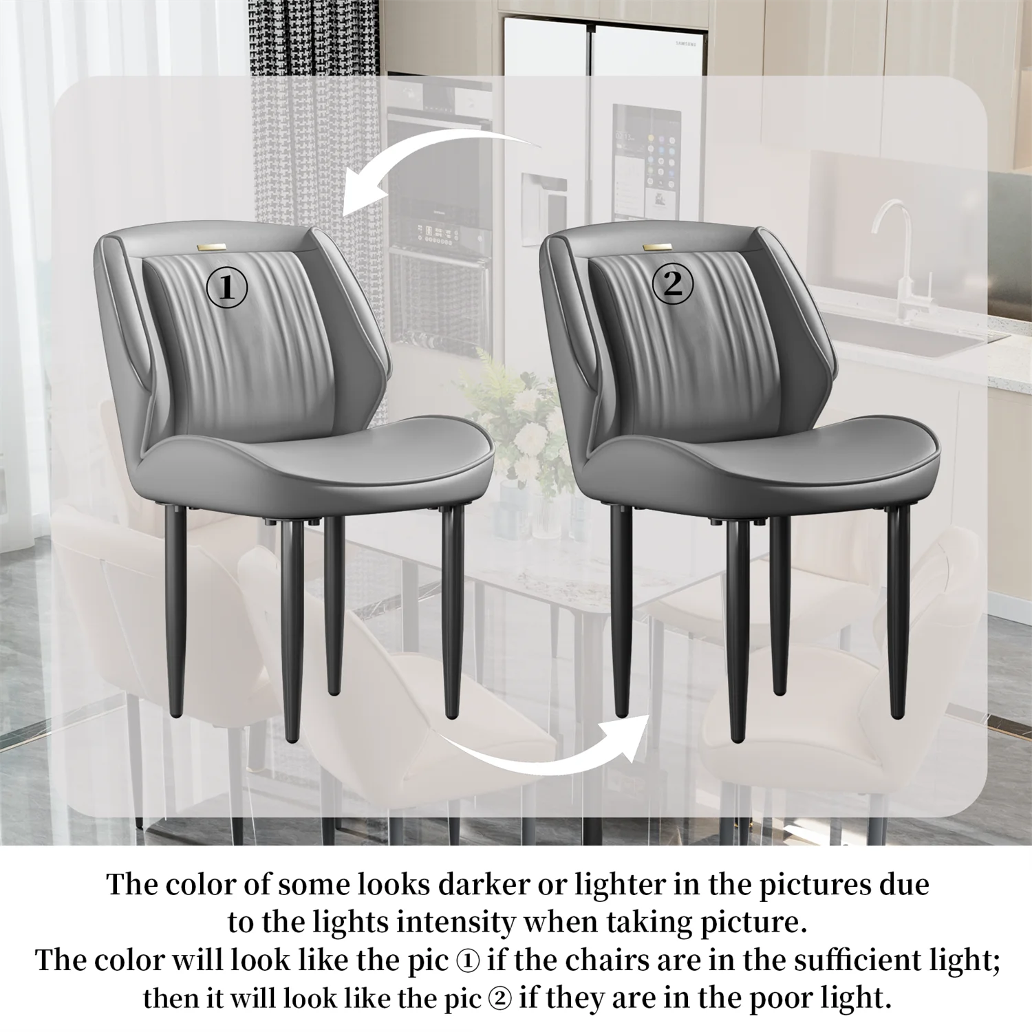 2er Set Hochwertige Esszimmerstühle aus Kunstleder – Moderne, Armlehnenlose Designer-Stühle für Küche, Wohnzimmer & Restaurant