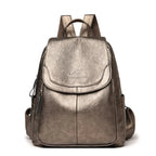 AMYMANG Damen Leder-Rucksack – Vintage PU-Leder Bookbag mit großem Stauraum & Regenschutz für Schule, Reise & Alltag