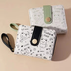 Japanische Cute Cat Damen Geldbörse – Kurze Studentinnen-Wallet mit Zipper, Kartenfächern und Münzfach 