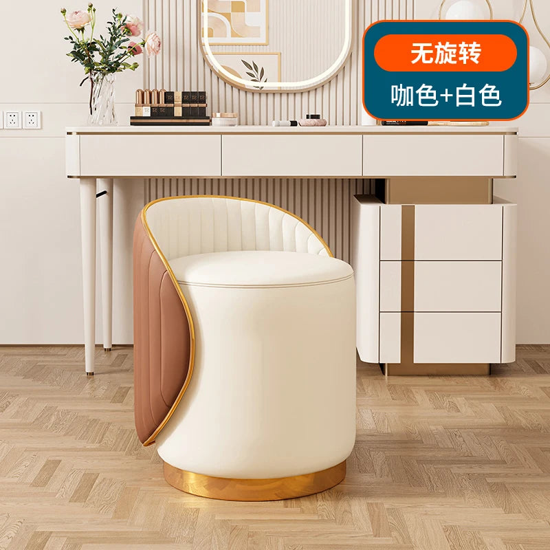 360° drehbarer Lederhocker aus Kunstleder – Moderner Schmink- &amp; Eingangsbereich-Hocker für Flur, Wohnzimmer &amp; Schlafzimmer