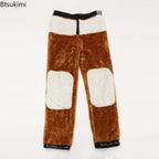 Pantalons surdimensionnés en cuir PU pour hommes avec hohem Bund – Pantalons d'hiver chauds et coupe-vent en tissu épais (Gr. 29–42) 