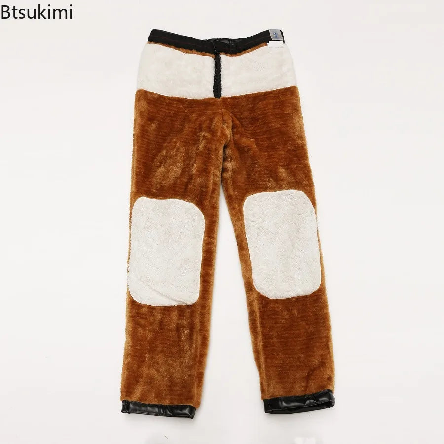 Pantalons surdimensionnés en cuir PU pour hommes avec hohem Bund – Pantalons d'hiver chauds et coupe-vent en tissu épais (Gr. 29–42) 