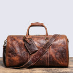 LEATHFOCUS Vintage Leder Reisetasche – Geprägte Duffle Bag aus echtem Rindsleder, große Business-, Wochenend- &amp; Sporttasche für Damen &amp; Herren