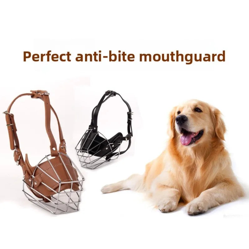 Verstellbarer Hunde Maulkorb aus Leder & Metall – Atmungsaktiver Anti-Beiß Mundschutz mit Schutzfunktion
