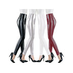 Legging en cuir PU taille haute pour femme – Dünne Slim Fit Leggings en noir, High Street Style pour Frühling &amp; Herbst 