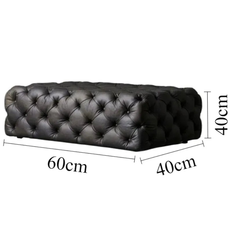 Luxuriöser Schuhwechsel-Hocker aus Leder – Moderner Sofa- & Sitzhocker in Schwarz für Wohnzimmer & Flur