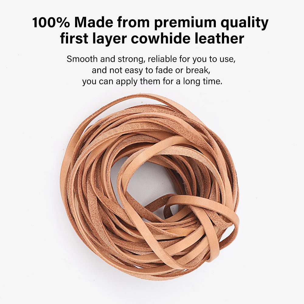 WUTA Flache Echtleder Kordel aus pflanzlich gegerbtem Rindsleder – 2/3/5 mm Lederband für Schmuck, Armbänder &amp; DIY Lederarbeiten 