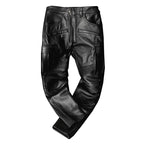 Mauroicardi Herren PU Leder Moto Hose – Slim Fit Pencil Pants mit hohem Bund im luxuriösen europäischen Biker-Stil