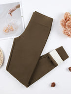 Damen Winter Lederleggings High Waist – Gefütterte Thermo Leggings mit Samt-Fleece, warm & elastisch