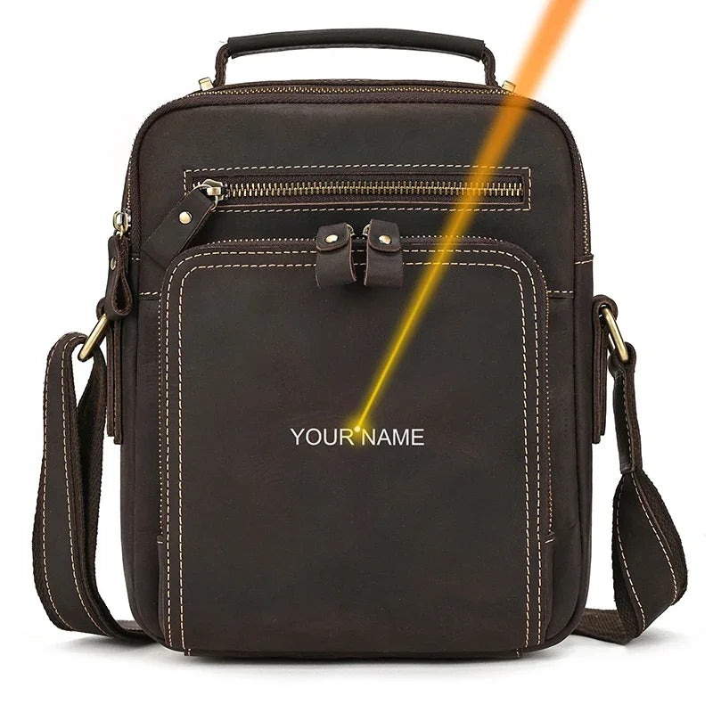 Newsbirds Herren Leder Schultertasche – Crazy Horse Crossbody Messenger Bag aus echtem Rindsleder