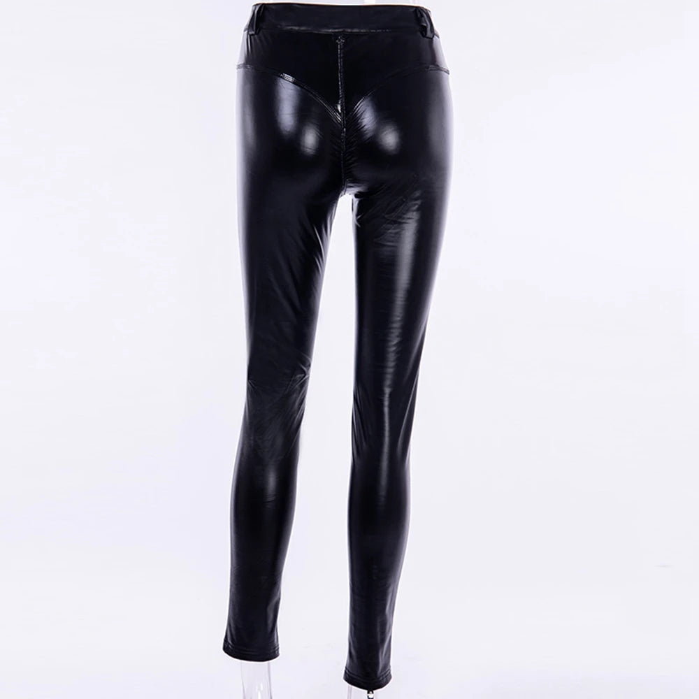 Damen Faux Leder Leggings High Waist – Figurformend, elastisch & vielseitig für Sport, Yoga und Alltag