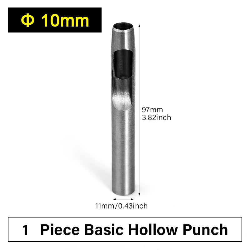 WUTA Runde Lederloch Stanzen Sets – 5–15 tlg. Hohlstanzer aus Carbonstahl für Uhrenarmbänder, Gürtel & DIY-Arbeiten