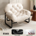 Moderner Leder-Relaxsessel mit Armlehnen & Fußhocker – Minimalistischer Single Sofa Chair in Weiß für Wohnzimmer, Balkon & Meditation