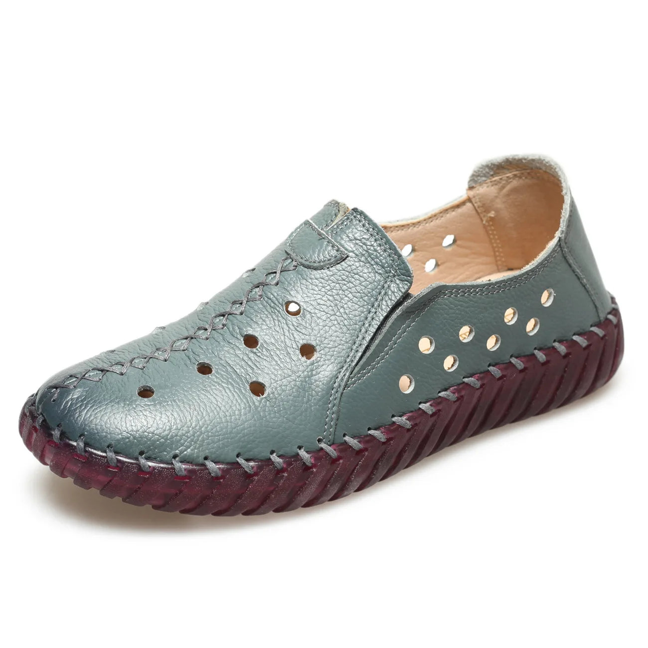 Lorilury Damen Leder Ballerinas WB-256K – Große Größen Moccasins, Slip-On Loafers aus Rindsleder für Sommer und Alltag