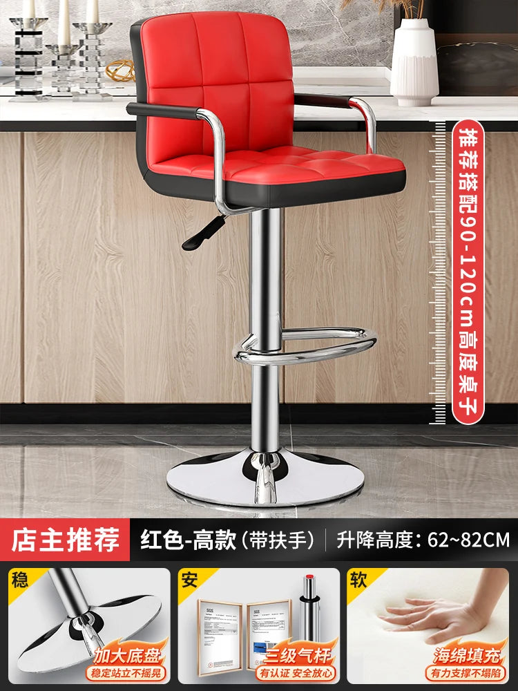 Designer Leder Barhocker in Schwarz – Moderner minimalistischer Barstuhl, ergonomisch & komfortabel für Bar, Schlafzimmer und Gewerbe