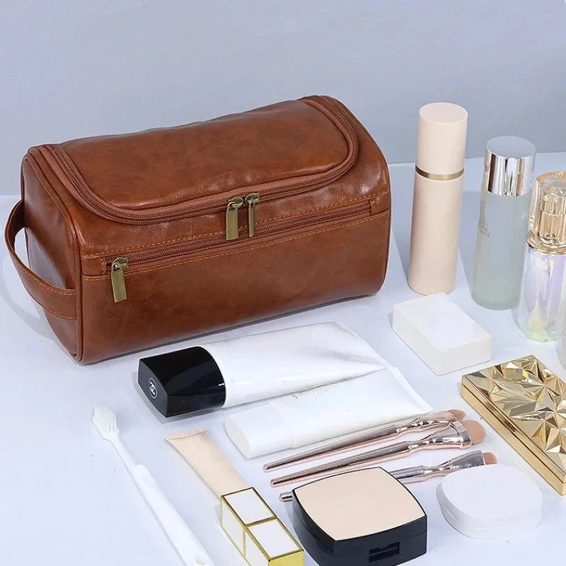 Vêtements en cuir pour hommes et femmes – Kit de voyage en cuir PU avec sac à cosmétiques pour la fête de l'eau