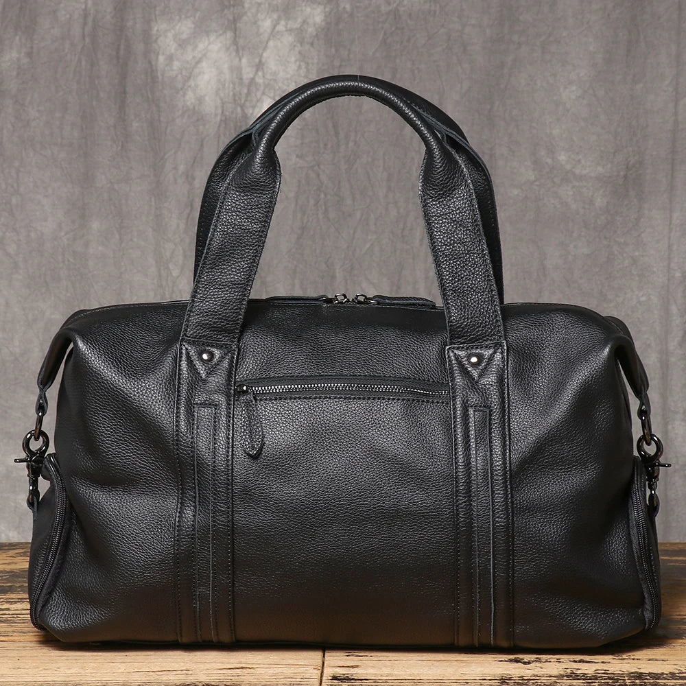 ROOG Herren Leder Reisetasche – Kompakte Business- &amp; Sporttasche aus echtem Rindsleder für Kurztrips und Alltag