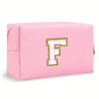 Make-up Tasche mit Initialen – Preppy Kosmetiktasche aus PU Leder, wasserdicht, tragbar & personalisierter Reise-Kulturbeutel