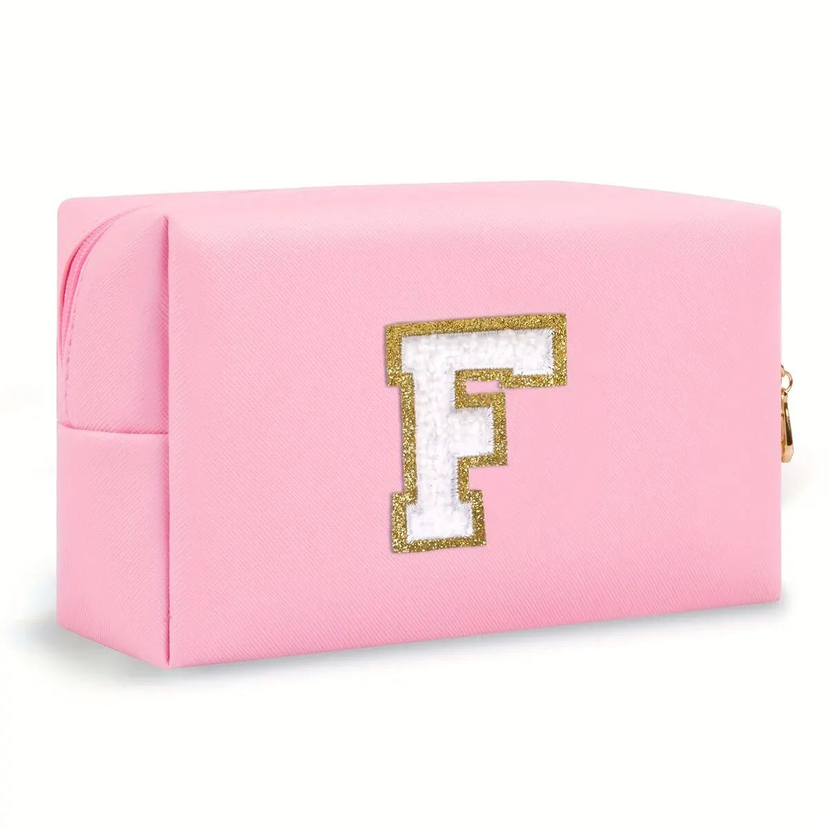 Make-up Tasche mit Initialen – Preppy Kosmetiktasche aus PU Leder, wasserdicht, tragbar & personalisierter Reise-Kulturbeutel