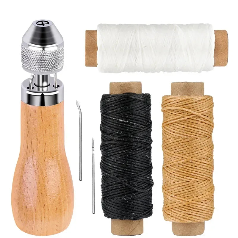 Fenrry Leder Nähahle Set – Manuelle Handnähmaschine mit Wachsgarn & Nadeln für Leder, Canvas & Schusterarbeiten