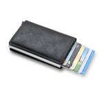 Porte-cartes en aluminium RFID pour hommes – Slim Smart Wallet aus Carbonfaser &amp; Kunstleder | Carte de crédit d'entreprise avec protection financière 