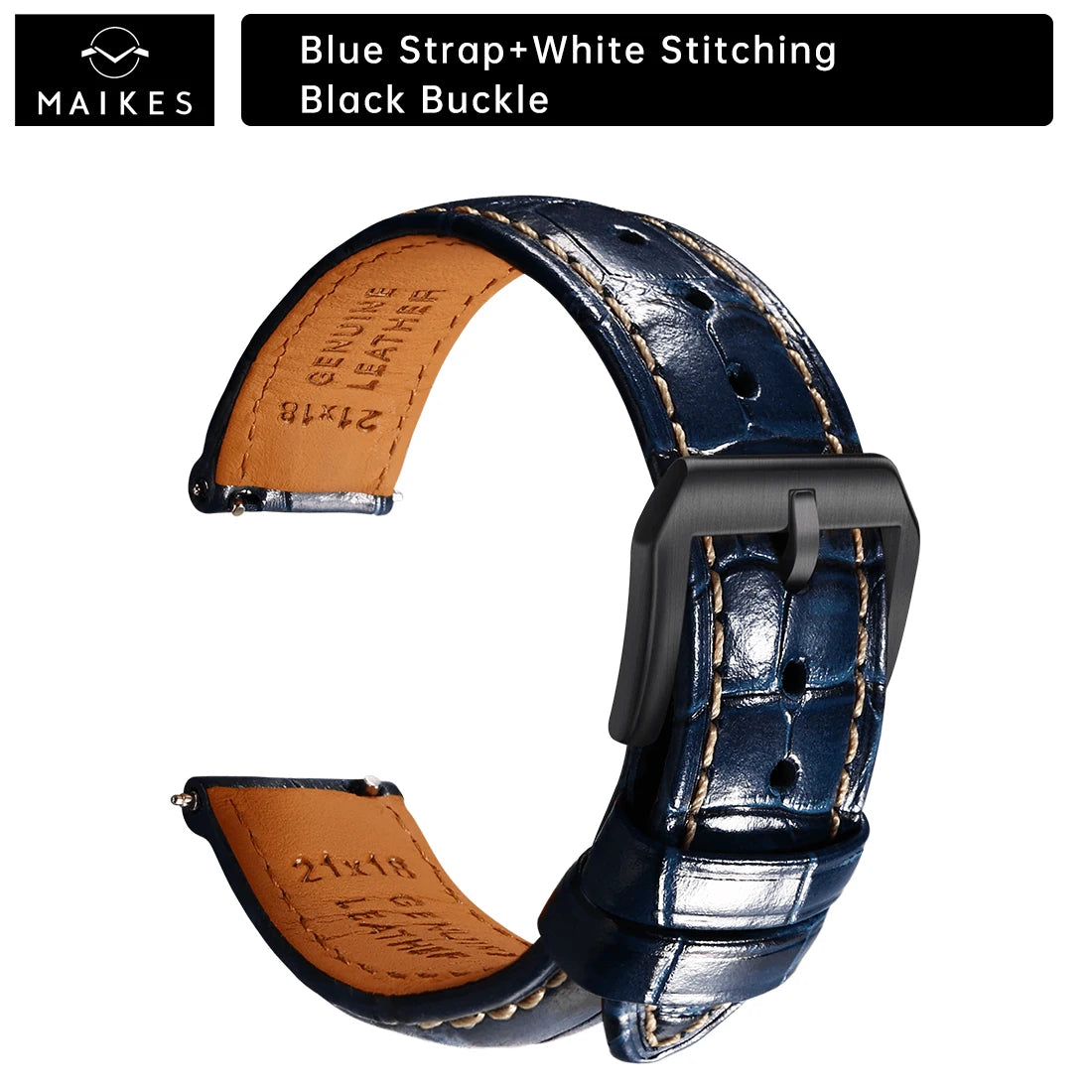 MAIKES Luxus Leder Uhrenarmband mit Quick Release – 20 mm / 21 mm / 22 mm Premium Armband mit Butterfly-Schließe für elegante Armbanduhren