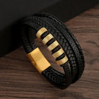 Classique Herren Lederarmband – Handgeflochtenes Multi-Layer Armband mit Magnetverschluss im modernen Punk-Style