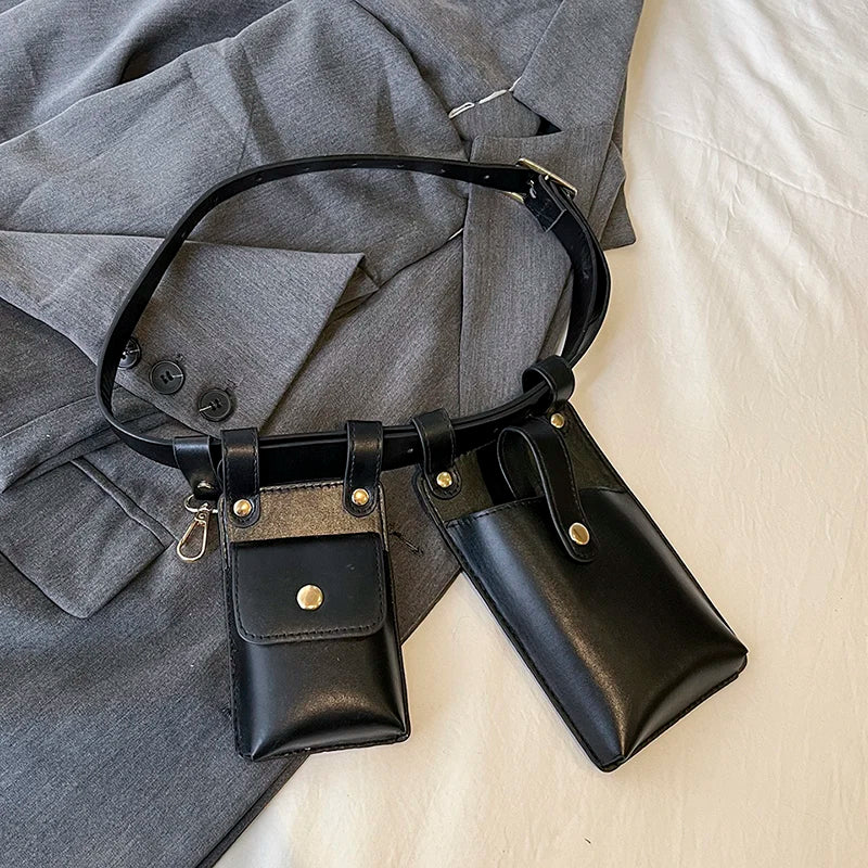 LXHYSJ Damen 2-in-1 Bauchtasche – Leder Crossbody & Chest Bag, Designer Mini Fanny Pack für Frauen 2024