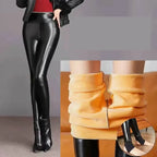 Legging d'hiver en cuir PU pour femme, Extra Dick, taille haute, brillant et formé, chaud, Slim, grande taille S à 5XL 